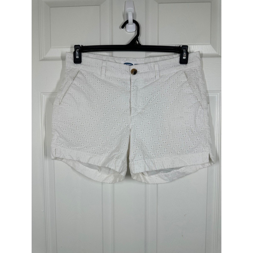 Old Navy Shorts Womens 6‎ White Everyday Eyelet Lace Cotton Mid Rise Casual 7141